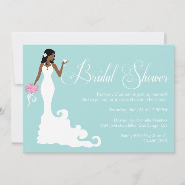 Chic Teal Modern Bride Posh Bridal Shower Invite (Front)