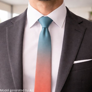Chic Teal Peach Ombre Gradient Tie