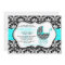 Chic Teal Polka Dot Damask Baby Shower Invite