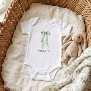 Chic Teal Watercolor Coquette Bow LPM26 Baby Bodysuit