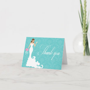 Chic Teal Wine Modern Bride Thank You Card