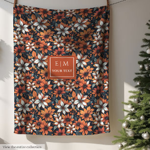 Chic terracotta blanket with autumn flowers
