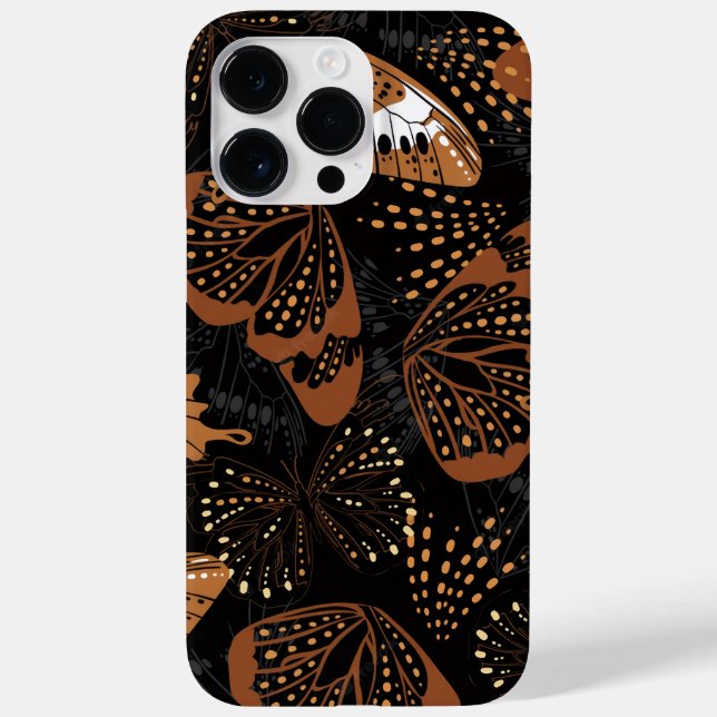 Chic Terracotta Brown and Black Butterfly Pattern Case-Mate iPhone Case (Back)