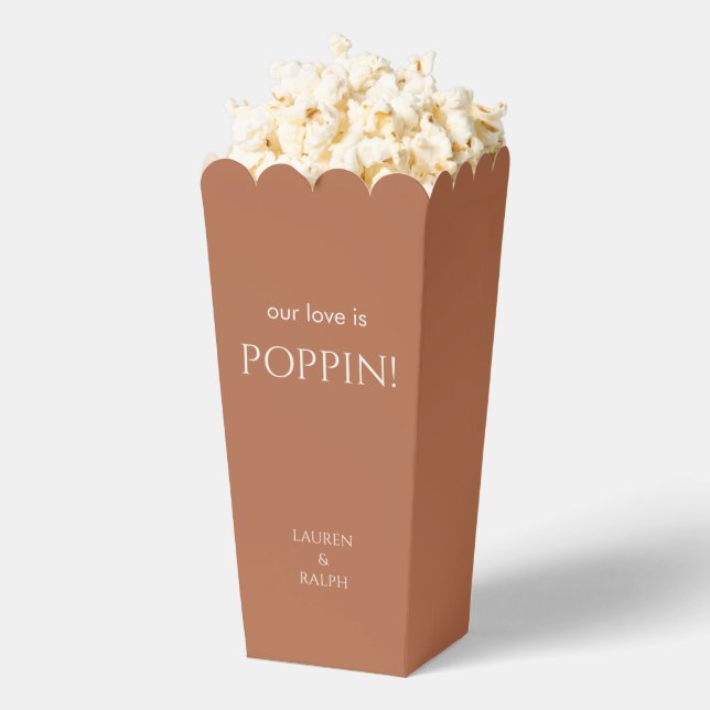 Chic Terracotta Couple Names Popcorn Favour Box (Popped)