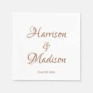 Chic terracotta custom script name date Wedding Napkin