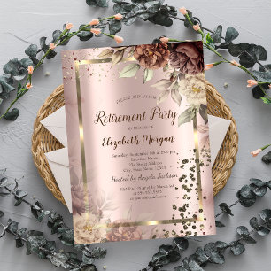 Chic Terracotta Diamonds Confetti Retirement Invitation