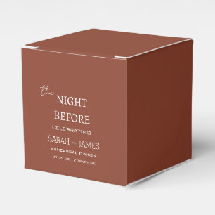Chic Terracotta the Night Before Rehearsal Dinner Favour Box