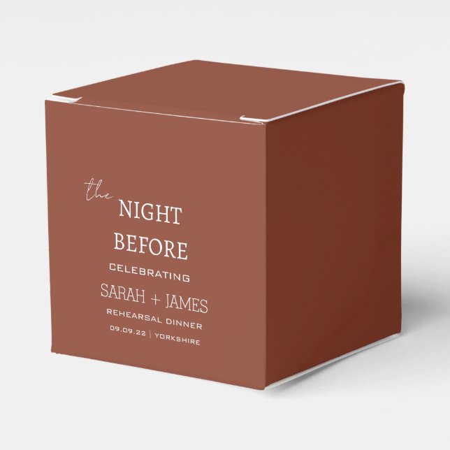 Chic Terracotta the Night Before Rehearsal Dinner  Favour Box (Front Side)