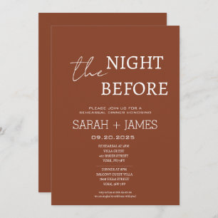 Chic Terracotta the Night Before Rehearsal Dinner Invitation