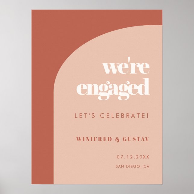 Chic terracotta We are engaged Engagement party Poster (Front)
