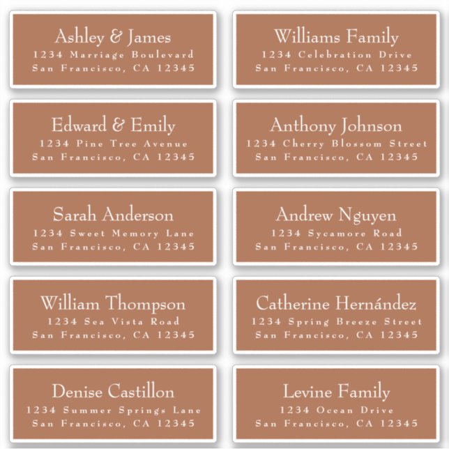 Chic TerraCotta Wedding Guest Address Labels (Front)