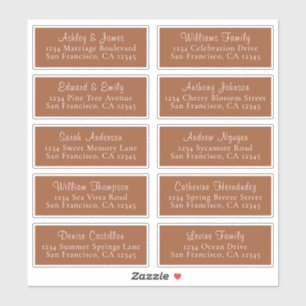 Chic TerraCotta Wedding Guest Address Labels