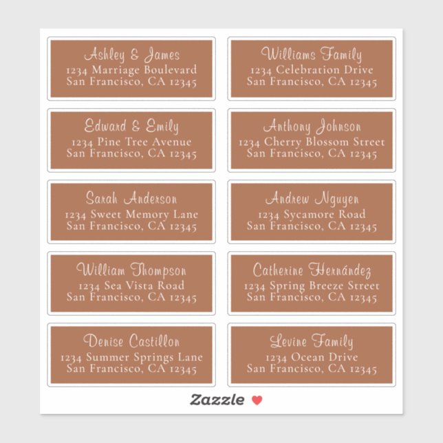 Chic TerraCotta Wedding Guest Address Labels (Sheet)