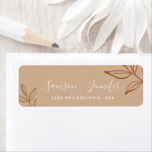 Chic Terracotta with leaves Wedding Return Adress Address Label