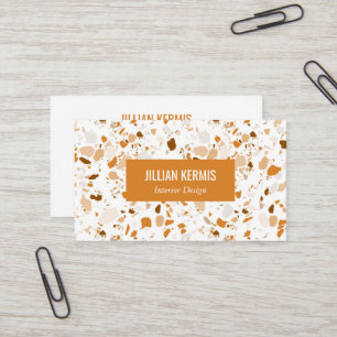 Chic terrazzo elegant Brown Terracotta CUSTOM Business Card