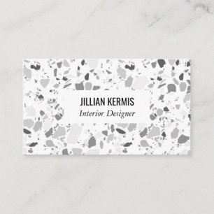 Chic terrazzo elegant business card grayscale