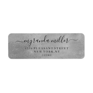 Chic Textured Silver Grey Return Address Label 