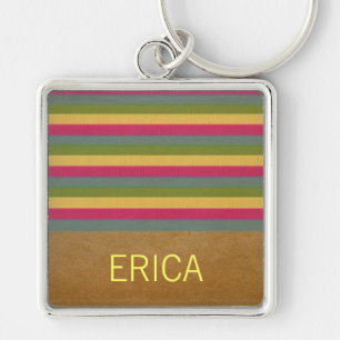 Chic Textured Stripes Keychain