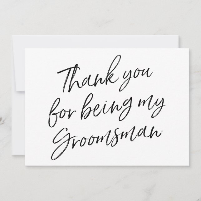 Chic "Thank you for being my groomsman" Thank You Card (Front)