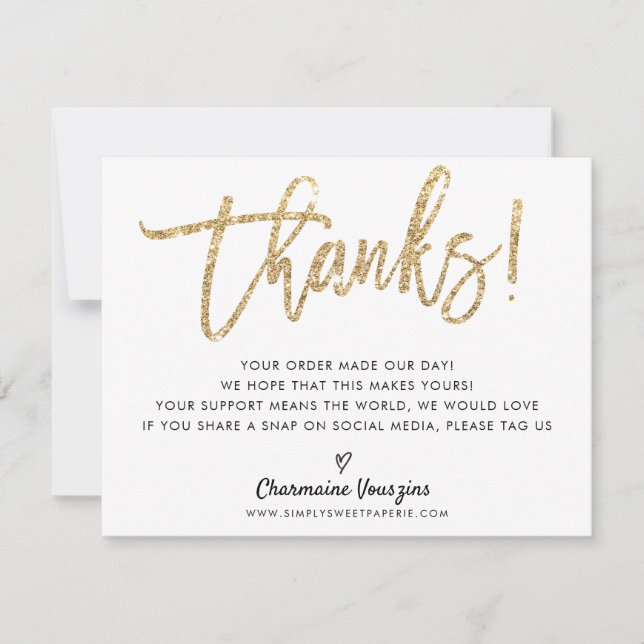 CHIC THANK YOU modern calligraphy gold glitter (Front)