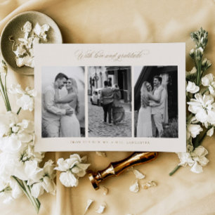 Chic Thank you Wedding Photo Custom Note Card