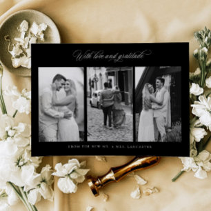 Chic Thank you Wedding Photo Custom Note Card