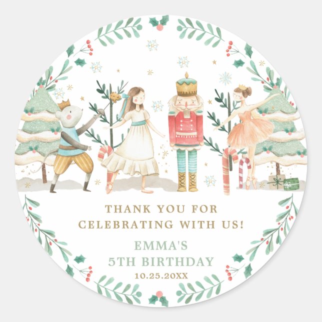 Chic The Nutcracker Ballet Christmas Birthday  Classic Round Sticker (Front)