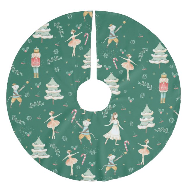 Chic The Nutcracker Christmas Ballet Green Brushed Polyester Tree Skirt (Front)