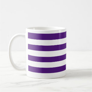 Chic Thick Dark Purple & White Horizontal Striped Coffee Mug