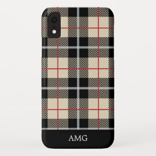 Chic Thompson Camel Tartan Plaid Monogram iPhone XR Case