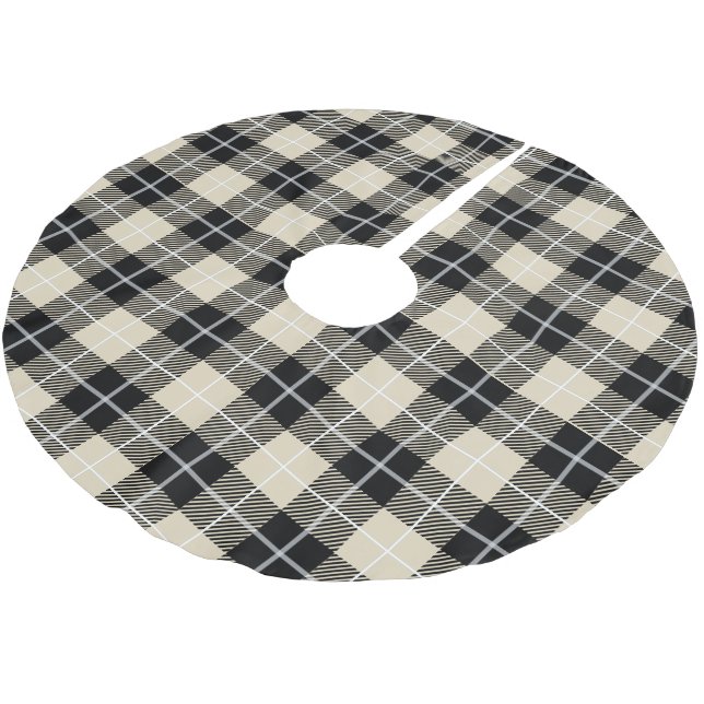 Chic Thompson Camel Tartan Plaid Pattern Brushed Polyester Tree Skirt (Angled)