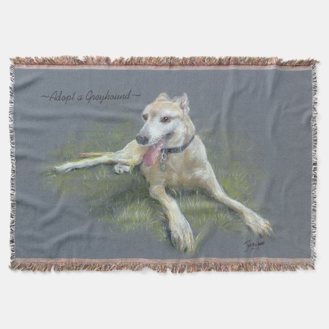 CHIC THROW_"Adopt a Greyhound" ORIGINAL PASTEL Throw Blanket (Front)