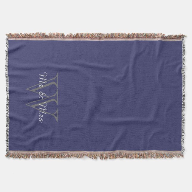 CHIC THROW_"Mr & Mrs" OVER MONOGRAM Throw Blanket (Front)