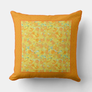 Chic Throw Pillow or Cushion, Daffodils and Polkas