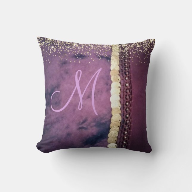 Chic Tie Dye Monogram Gypsy Scarf  Cushion (Front)