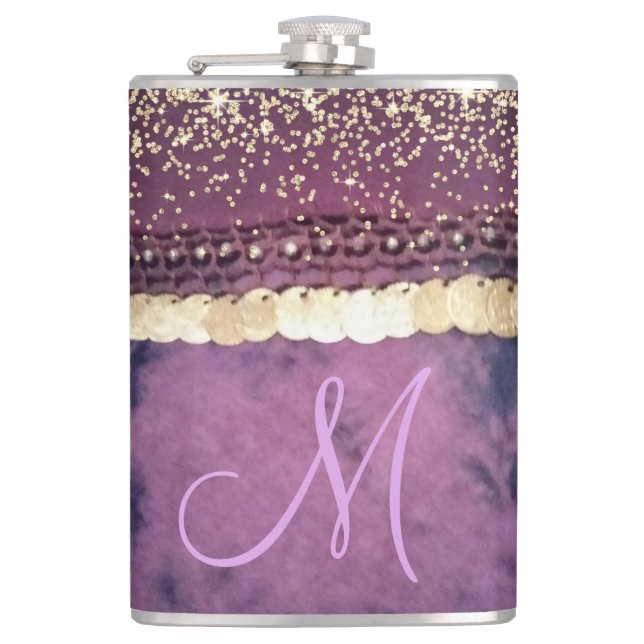 Chic Tie Dye Monogram Gypsy Scarf     Hip Flask (Front)