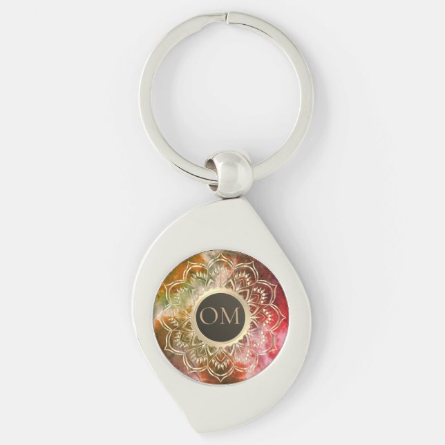 Chic Tie Dye OM Mandala   Key Ring (Front)