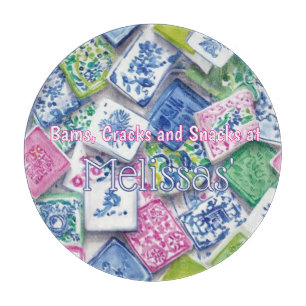 Chic Tiles Bams Cracks Snacks Custom Mahjong Cutting Board