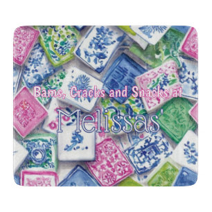 Chic Tiles Bams Cracks Snacks Custom Mahjong Cutting Board