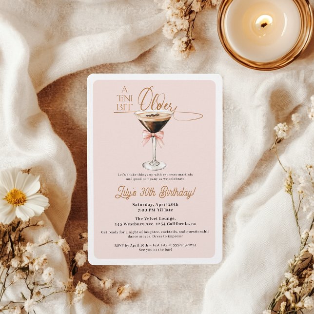 Chic Tini Bit Older Espresso Martini 30th Birthday Invitation (Chic Tiny Bit Older Espresso Martini 30th Birthday Invitation)