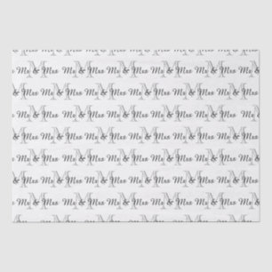 CHIC TISSUE PAPER_"Mr & Mrs" TEXT OVER MONOGRAM Paper