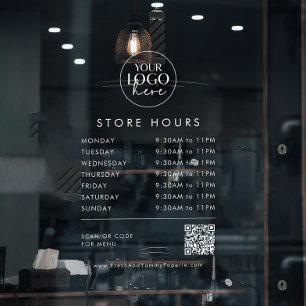 Chic Transparent Business Logo QR Code Store Hours