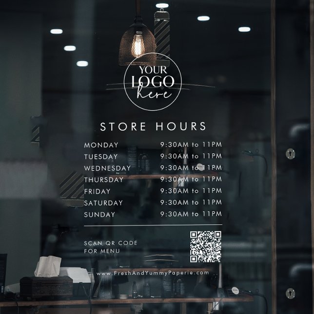 Chic Transparent Business Logo QR Code Store Hours (Creator Uploaded)