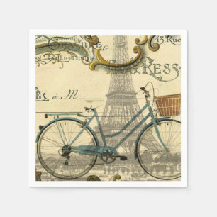 chic traveller vintage bicycles paris eiffel tower napkin