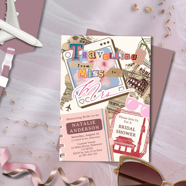 Chic Travelling from Miss to Mrs Bridal Shower Invitation (Chic Travelling from Miss to Mrs Bridal Shower Invitation)