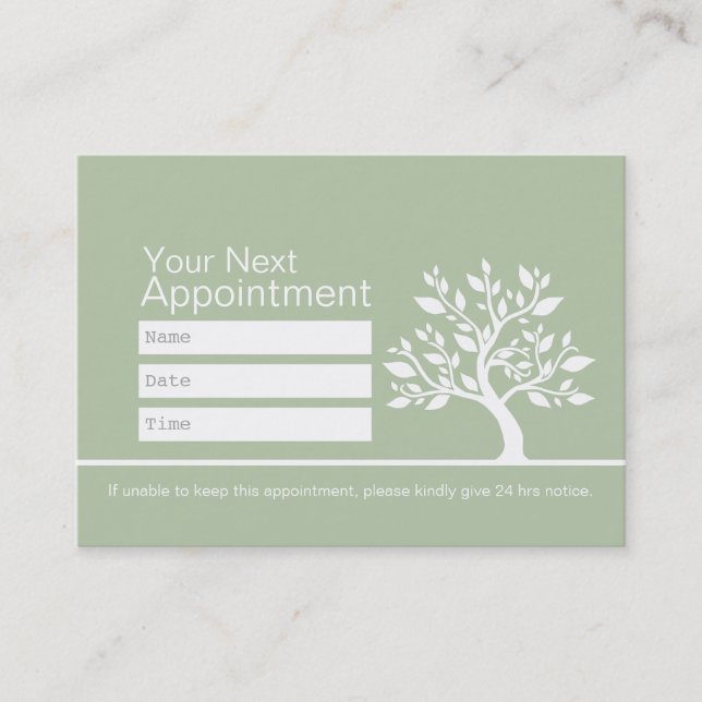 Chic Tree YOGA Instructor Life Coach Appointment Card (Front)