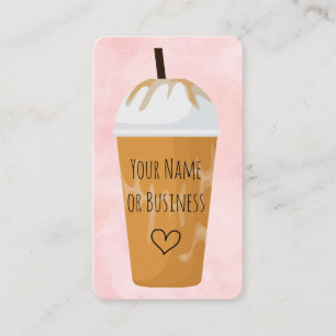 Chic & Trendy Blush Pink Iced Coffee Late Café Business Card
