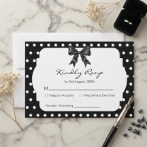 Chic Trendy Bow Black Polka Dots Bridal Shower