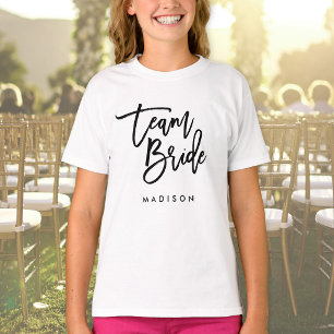 Chic Trendy Brush Black Script Team Bride T-Shirt