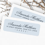 Chic trendy dusty blue calligraphy script address return address label<br><div class="desc">Elegant dusty blue return address labels with your name in an elegant calligraphy script font and the address below</div>